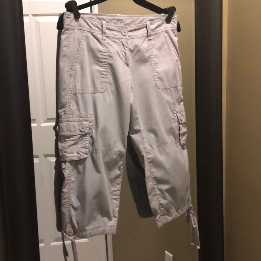 Loft linen like cargo capri
